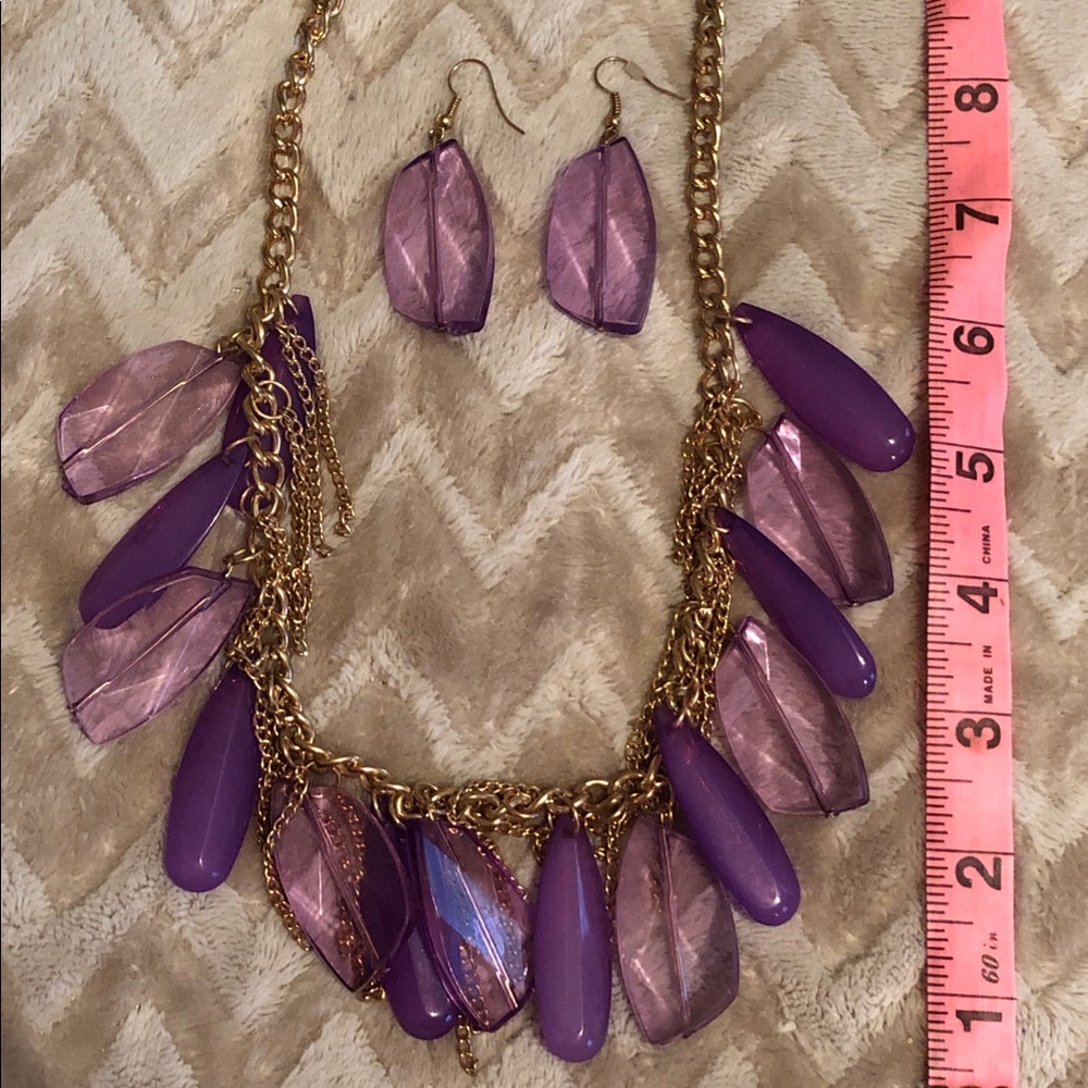 Purple stone & chain jewelry set